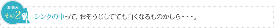 シンクの中って、おそうじしてても白くなるものかしら・・・。