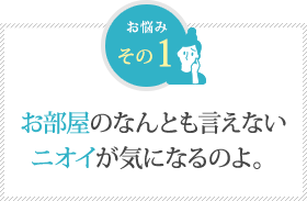 お部屋のなんとも言えない ニオイが気になるのよ。